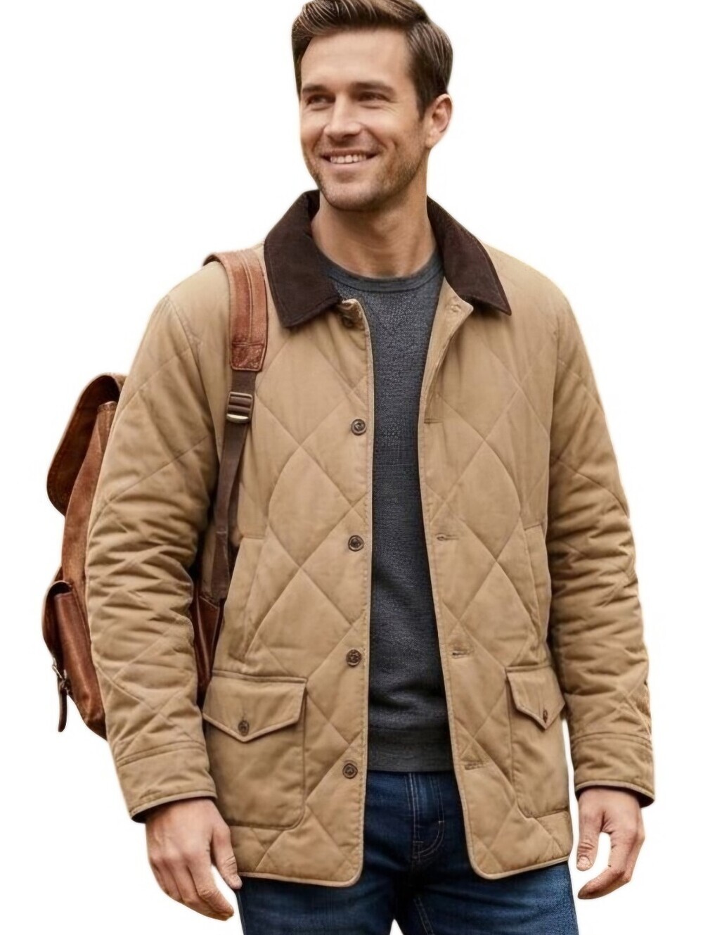 Ocean Pacific Tan Suede Collar Quilted Barn Coat Pockets Lined Size XL